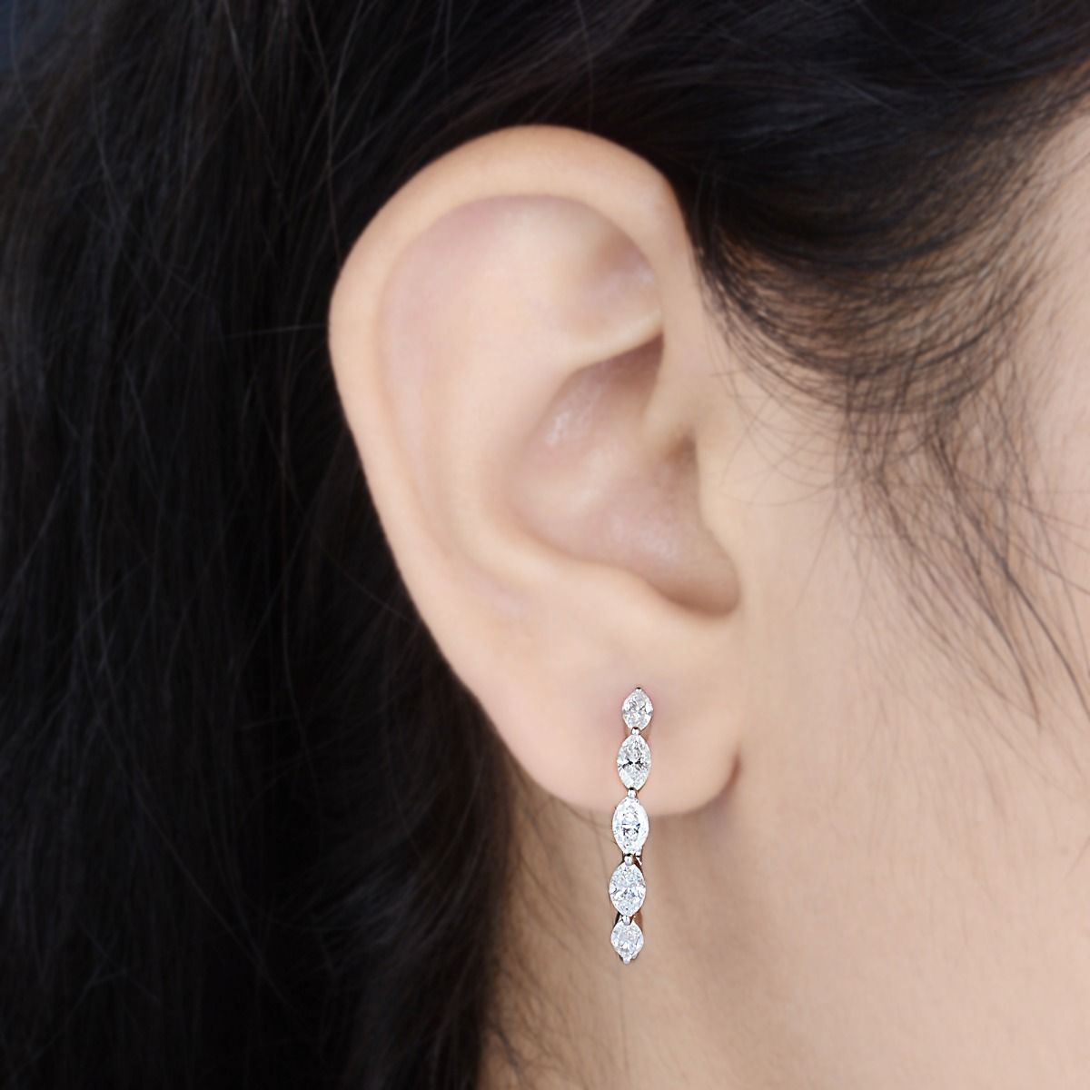 1.97 TCW SI Clarity HI Color Diamond In 10k White Gold Hoop Earrings Handmade Jewelry For Women , Gift For Her