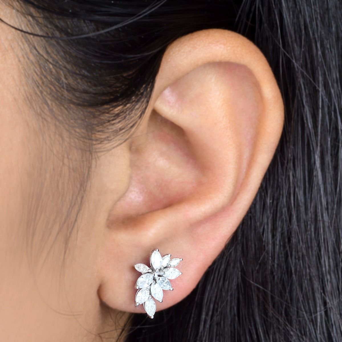 10k White Gold 1.40 TCW SI Clarity HI Color Diamond Marquise Stud Earrings |Jewelry For Women |Gift For Her