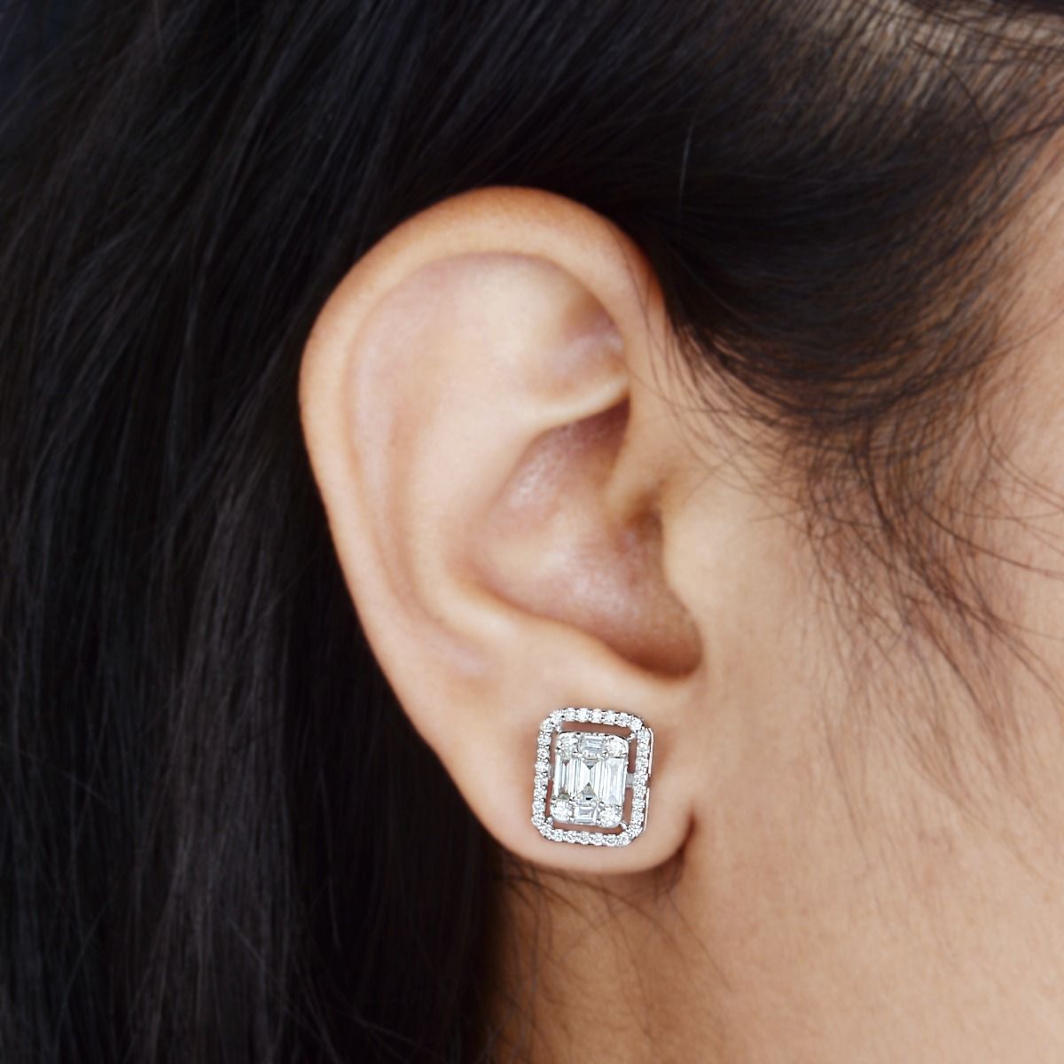 10k White Gold 0.66 TCW SI Clarity HI Color Diamond Small Stud Earrings |Jewelry For Women | Gift For Her