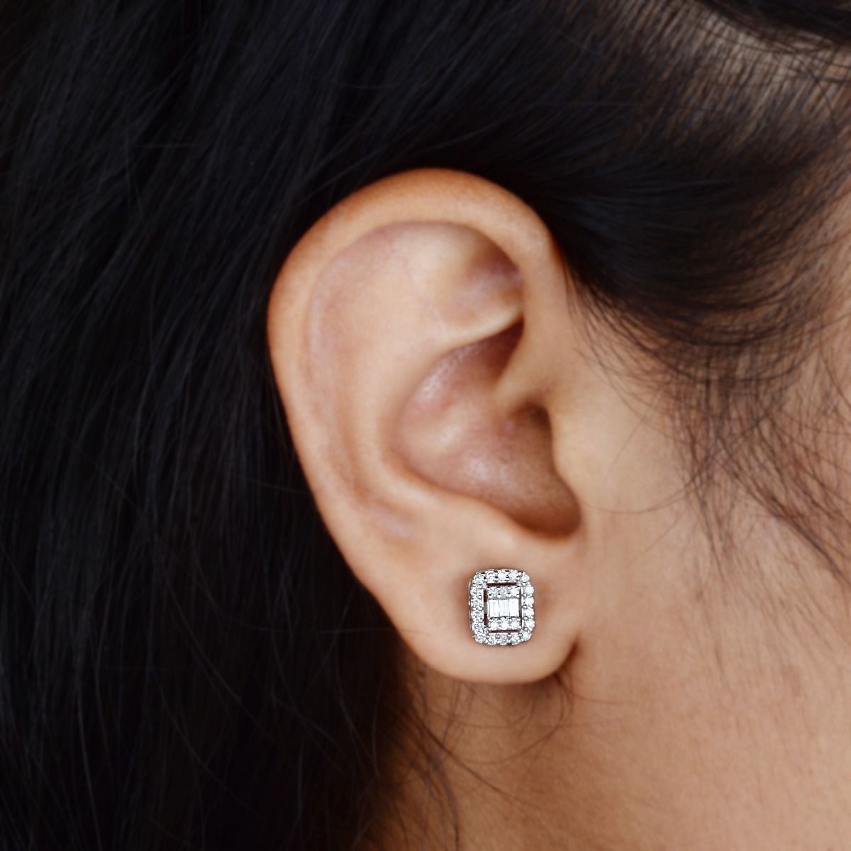 10k White Gold 0.43 TCW SI Clarity HI Color Diamond Small Stud Earrings Jewelry For Women | Gift For Her