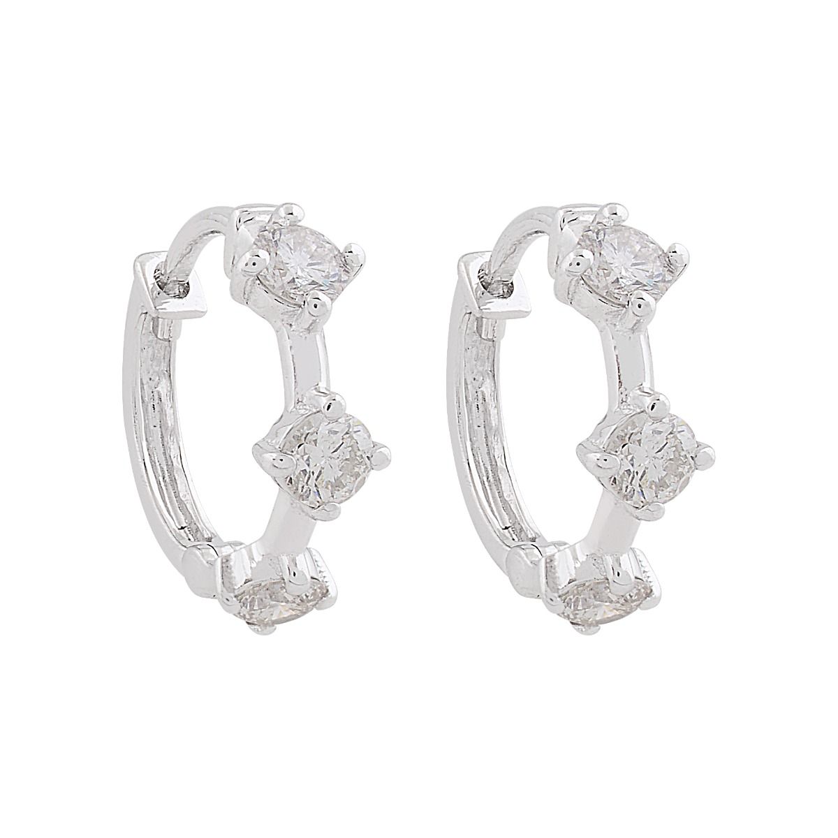 10k White Gold 0.57 TCW SI Clarity HI Color Diamond |Small Hoop Earrings | Diamond Earrings |Jewelry For Women