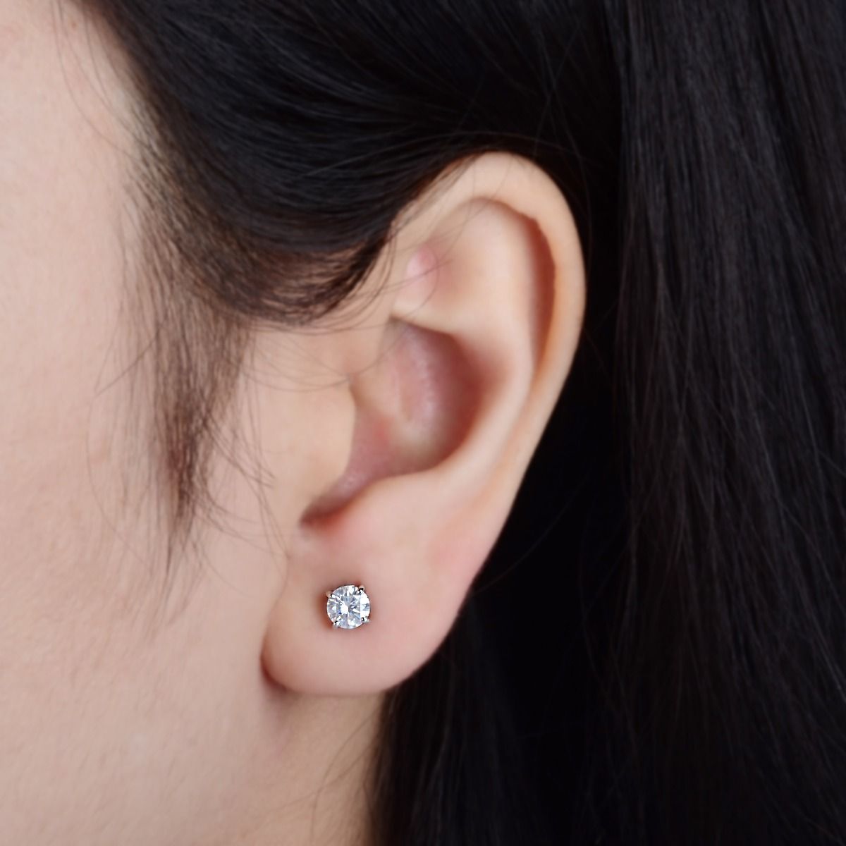 10k White Gold 0.98 TCW SI Clarity HI Color Diamond Stud Earrings HAndmade Jewelry For Women | Gift For Her