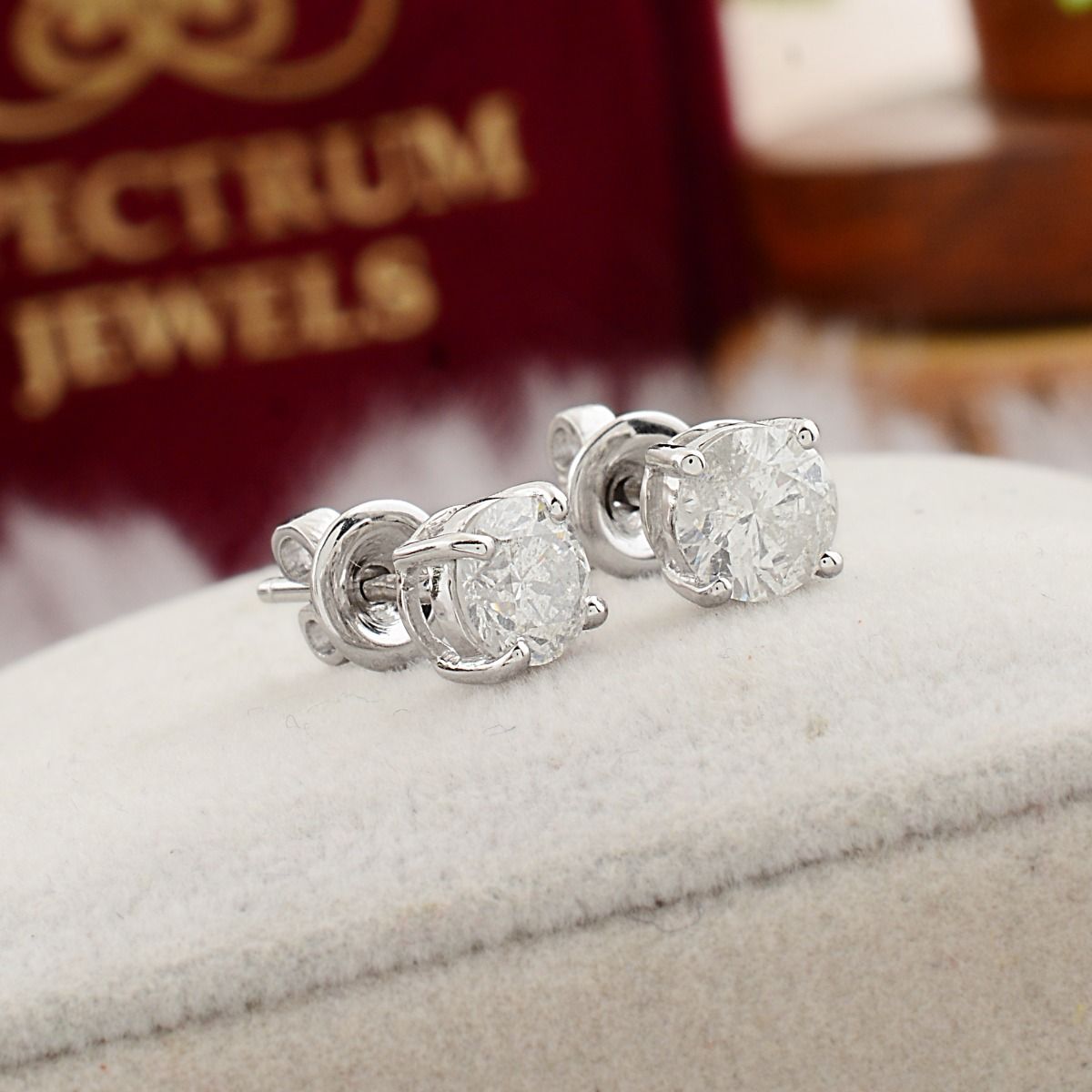 0k White Gold 0.89 Carats Si Clarity HI Color Diamond Stud Earrings |Diamond Studs | Jewelry For Women