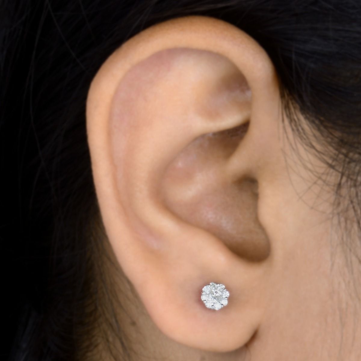 0.35 TCW SI Clarity HI Color Diamond Small Stud Earrings In 10k White Gold Jewelry For Women