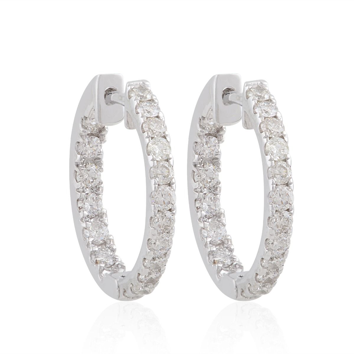 10k White Gold 1.60 TCW SI Clarity HI Color Diamond Huggies |Diamond Hoop Earrings |Gold Diamond Hoops|Jewelry For Women