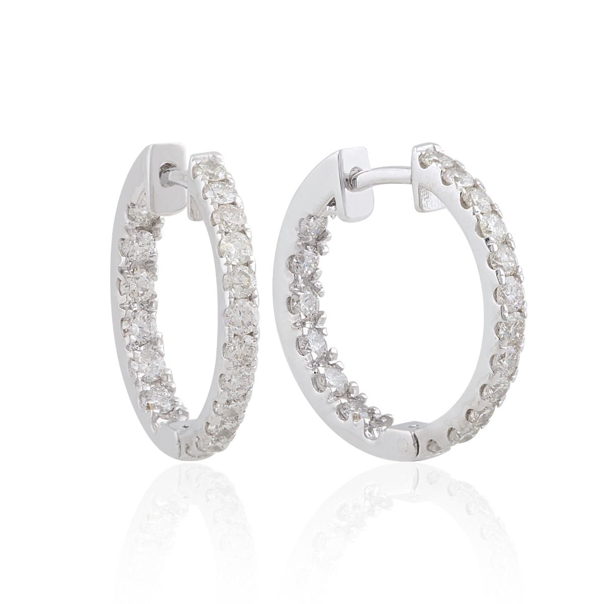 10k White Gold 1.60 TCW SI Clarity HI Color Diamond Huggies |Diamond Hoop Earrings |Gold Diamond Hoops|Jewelry For Women