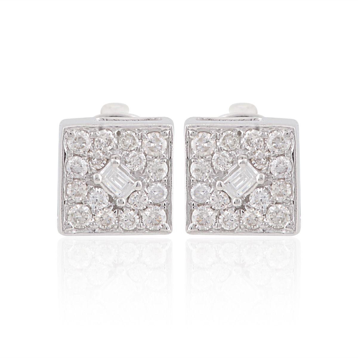 0.30 Carats SI Clarity HI Color Diamond In 10k White Gold Stud Earrings |Square Diamond Stud Earring | Jewelry For Women |Pair Of Diamond Studs | Anniversary Gift or Her