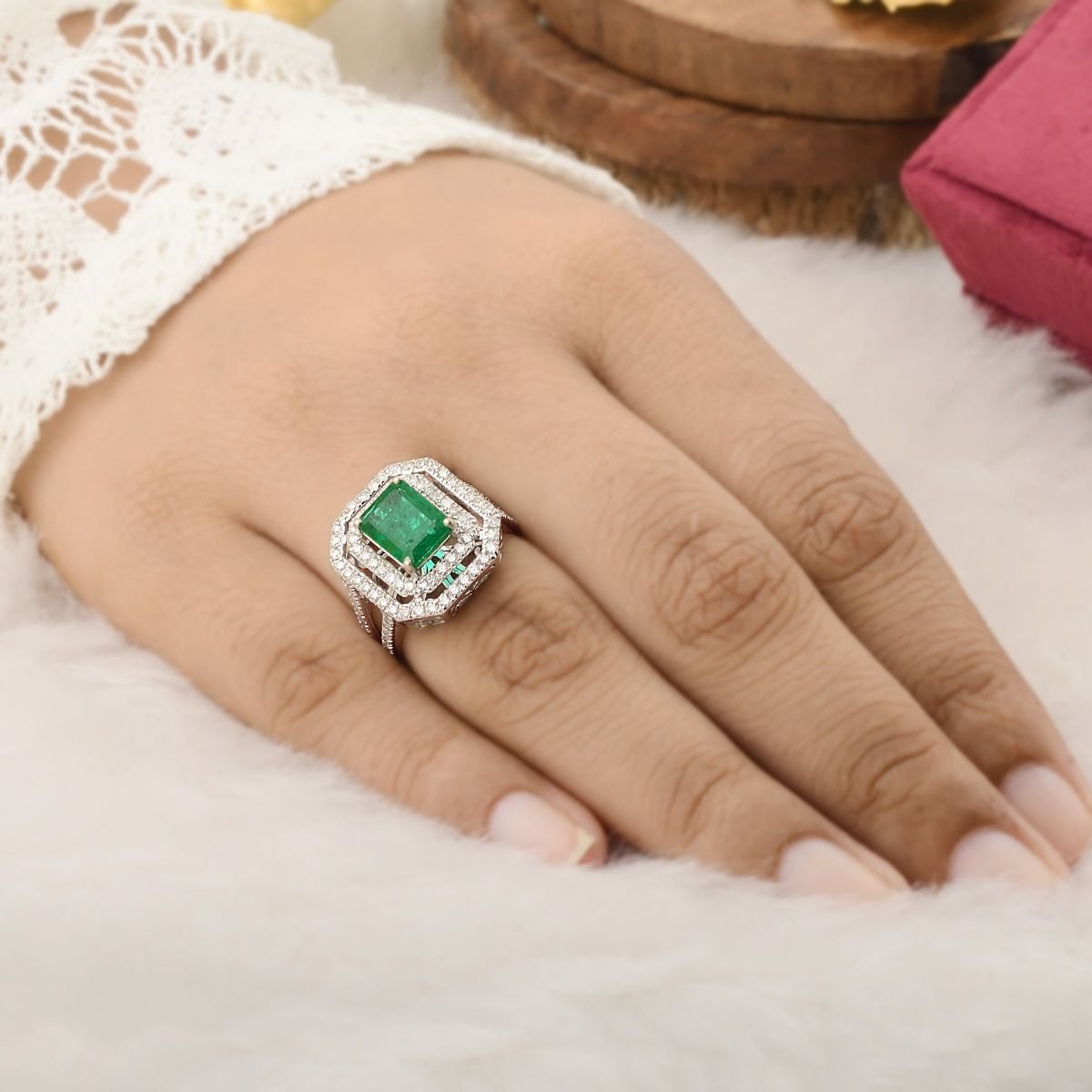 3.05 TCW SI Clarity HI Color Diamond Zambian Emerald Gemstone Bridal Set Ring |Jewelry For Women |Emerald Ring |Gift For Her