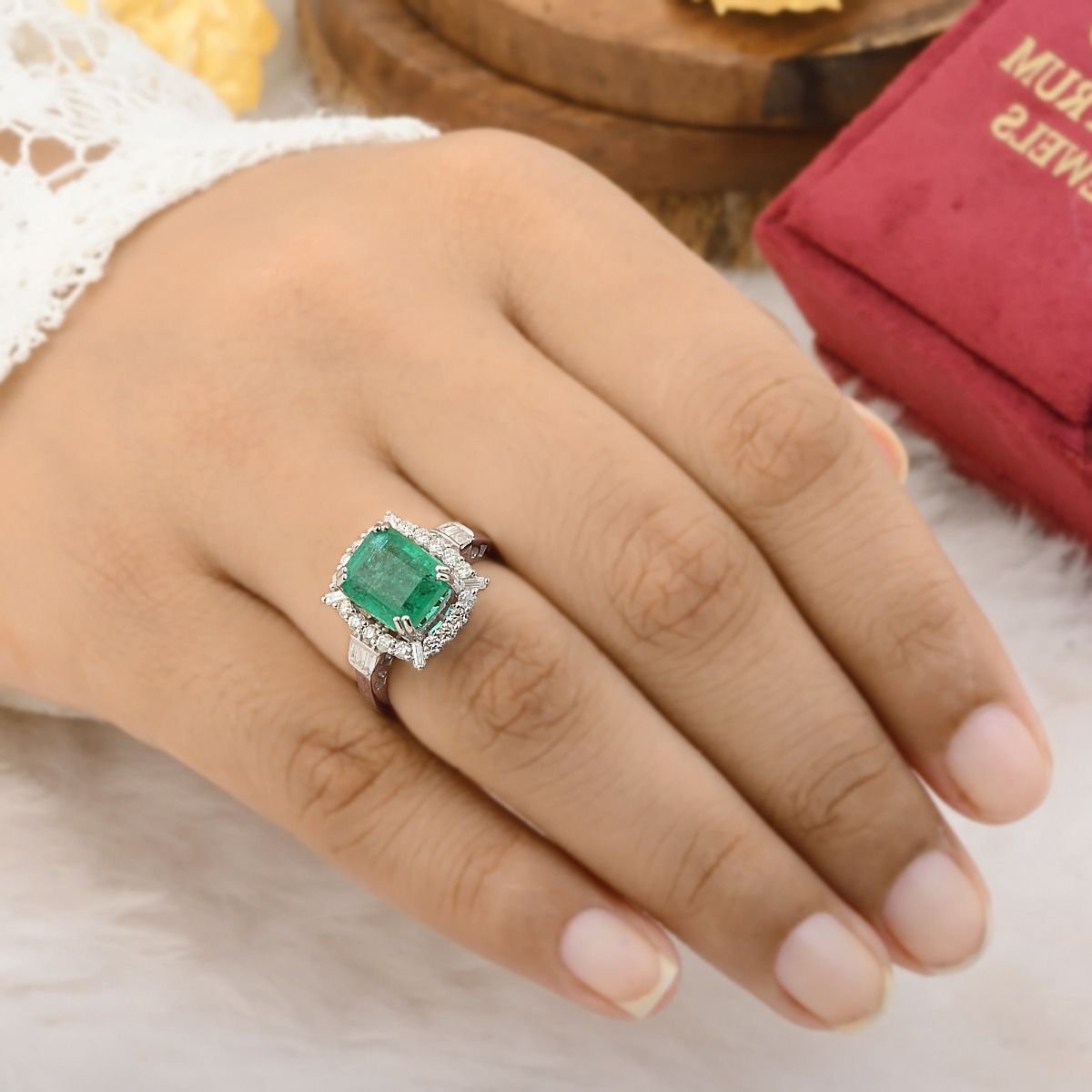 4.28 TCW SI Clarity Hi Color Diamond Zambian Emerald Gemstone Engagement Ring For Her |Emerald Ring |Stone Ring | Jewelry For Women |Gift For Her