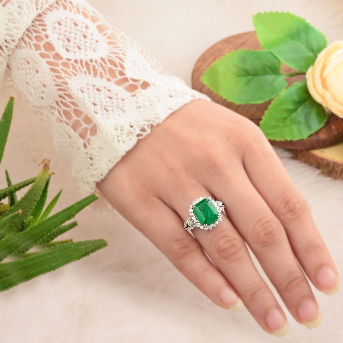 6.00 TCW SI Clarity HI Color Diamond Zambian Emerald Gemstone ring |Engagement Ring For Her |Cocktail ring | Handmade Jewelry |Emerald ring For Her
