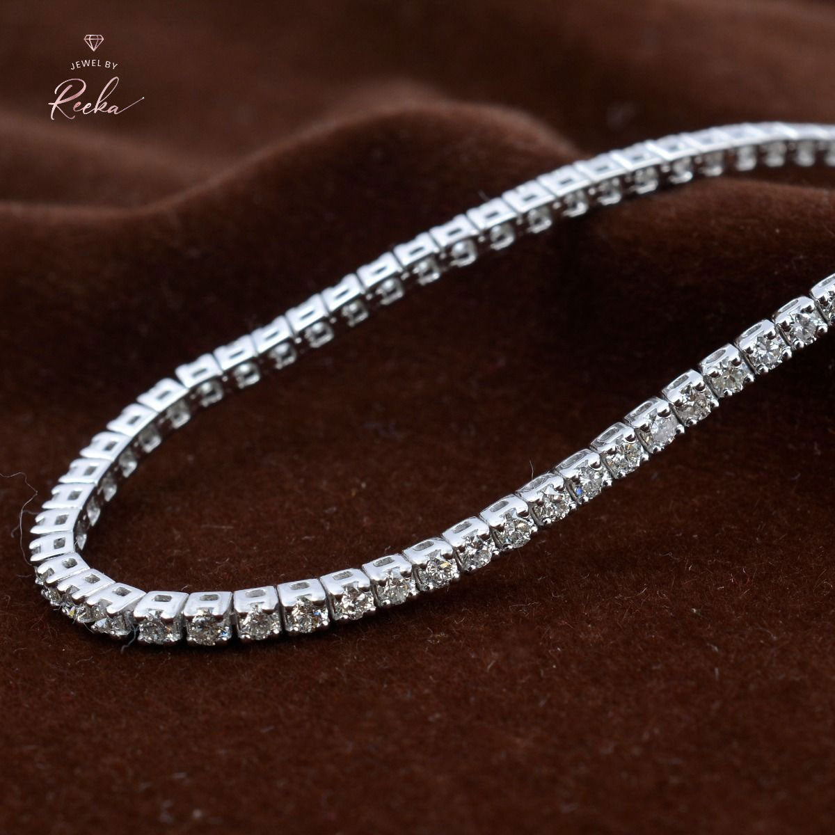 2.35 TCW Solid 18 Kt White Gold SI Clarity HI Color Diamond Dainty Bracelet