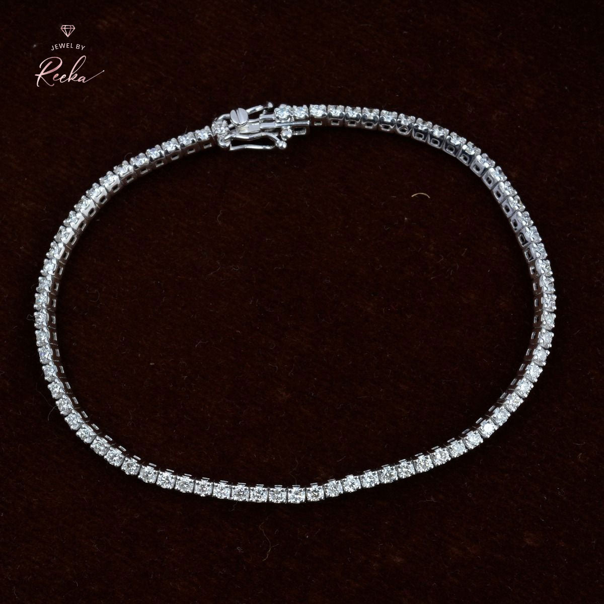 2.35 TCW Solid 18 Kt White Gold SI Clarity HI Color Diamond Dainty Bracelet