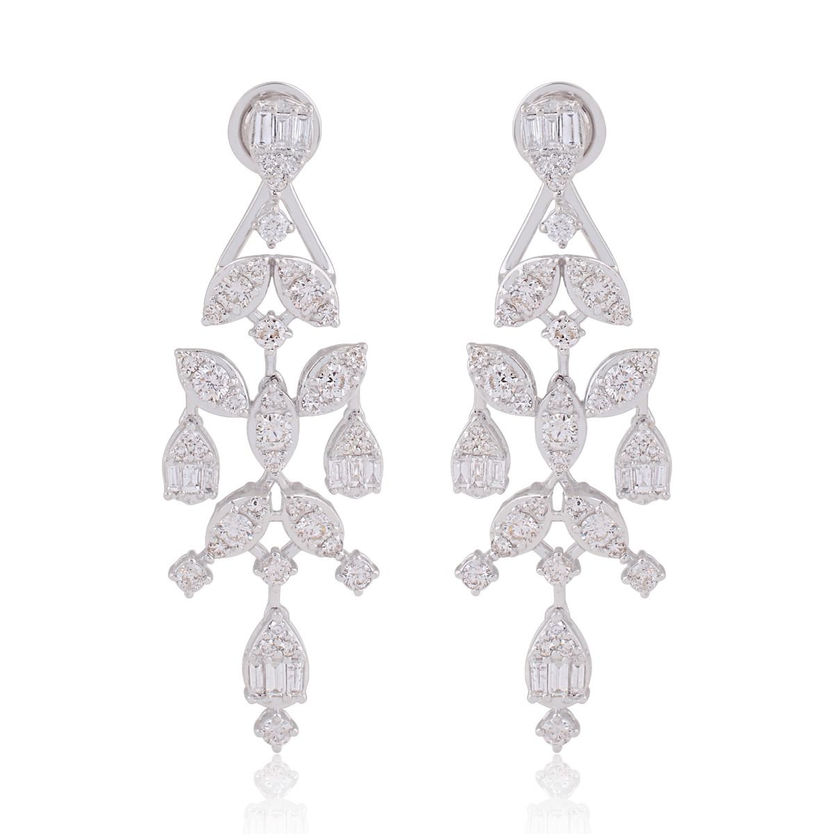 18k White gold 3.40 TCW SI Clarity HI Color Diamond Chandelier Earrings |Bridal Set|Diamond Jewelry |Anniversary Gift For Her |