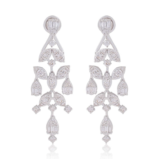 18k White gold 3.40 TCW SI Clarity HI Color Diamond Chandelier Earrings |Bridal Set|Diamond Jewelry |Anniversary Gift For Her |