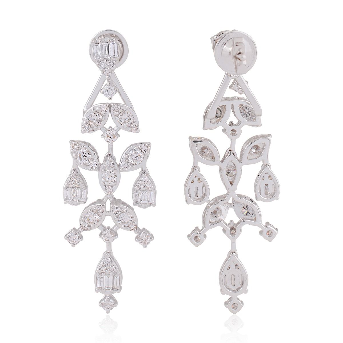 18k White gold 3.40 TCW SI Clarity HI Color Diamond Chandelier Earrings |Bridal Set|Diamond Jewelry |Anniversary Gift For Her |