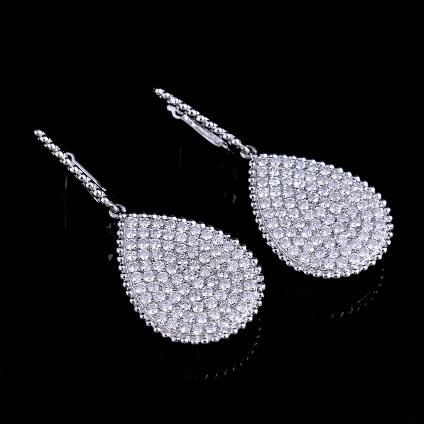 5.1 TCW Solid 10Kt White Gold SI Clarity HI Color Pave Diamond Handmade Clip On Earrings