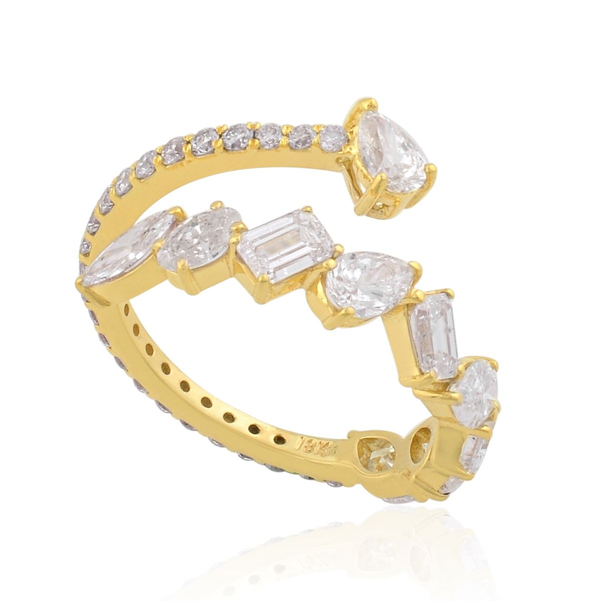 2.70 Ct. SI Clarity HI Color Diamond 18k Yellow Gold Cuff Ring |Diamond Ring |Front Open Ring |Jewelry For Women