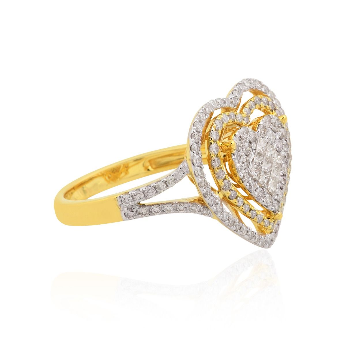 18k Yellow Gold 1.30 TCW SI Clarity HI Color Diamond Heart Shape Ring Jewelry For Women , Gift For Her