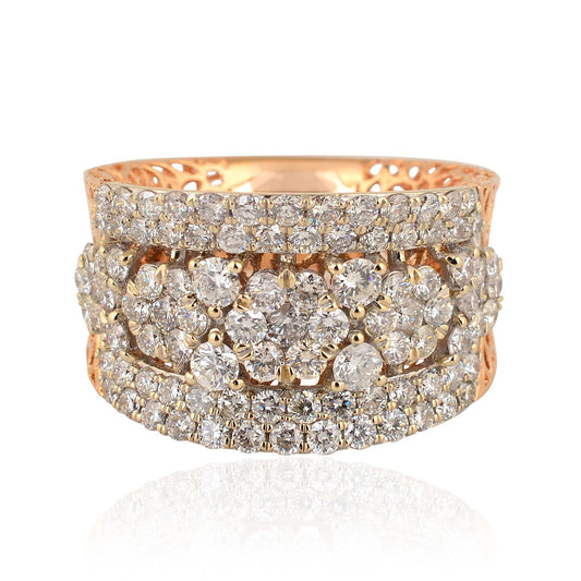 3.6 TCW Solid 18 Kt Rose Gold SI Clarity HI Color Diamond Filigree Band Rings buying jewelry in india