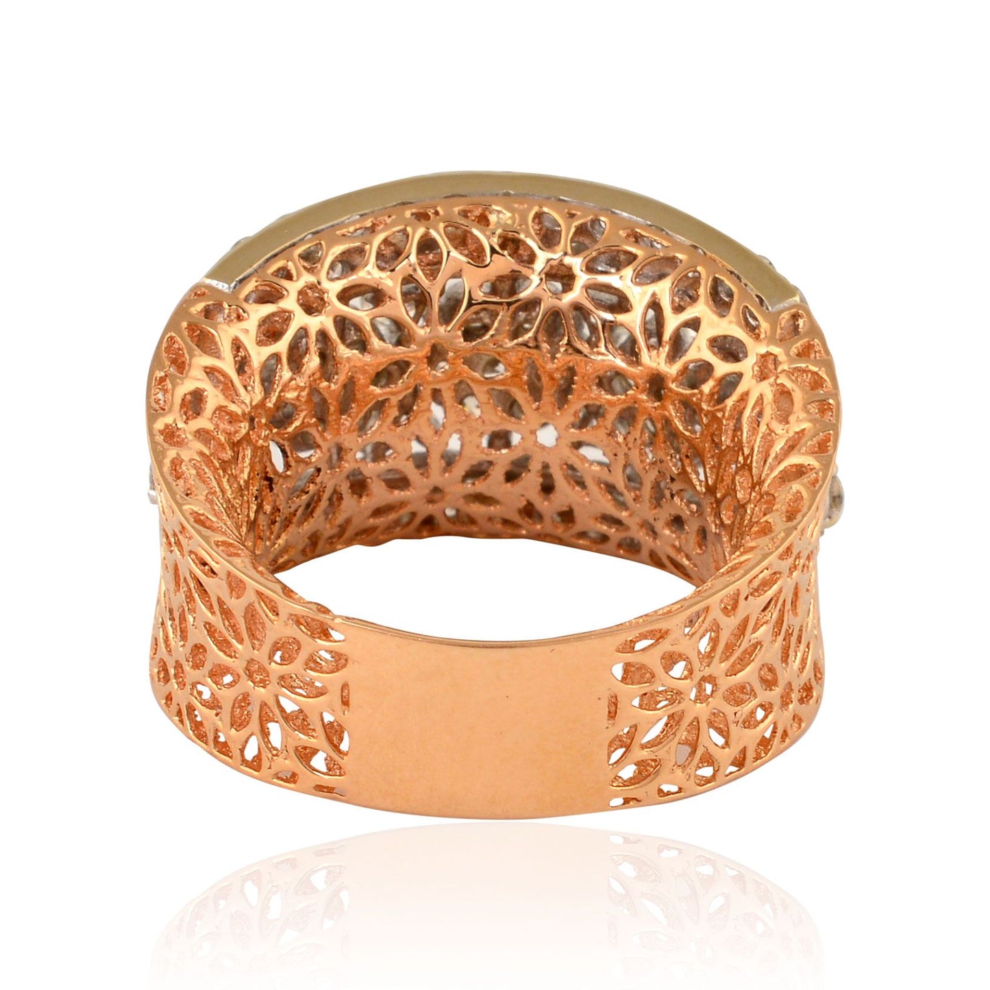 3.6 TCW Solid 18 Kt Rose Gold SI Clarity HI Color Diamond Filigree Band Rings buying jewelry in india