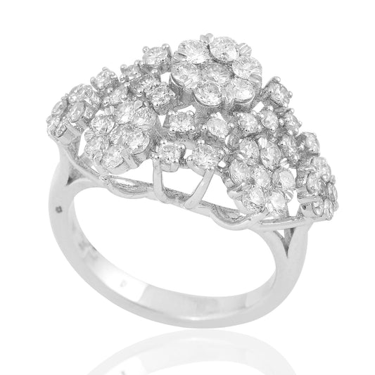 2 TCW Solid 18 Kt White Gold SI Clarity HI Color Diamond Cluster Rings best online jewellery website