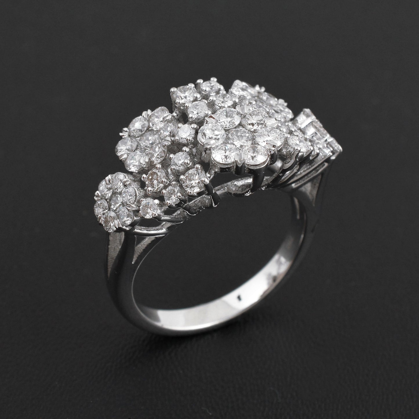 2 TCW Solid 18 Kt White Gold SI Clarity HI Color Diamond Cluster Rings best online jewellery website