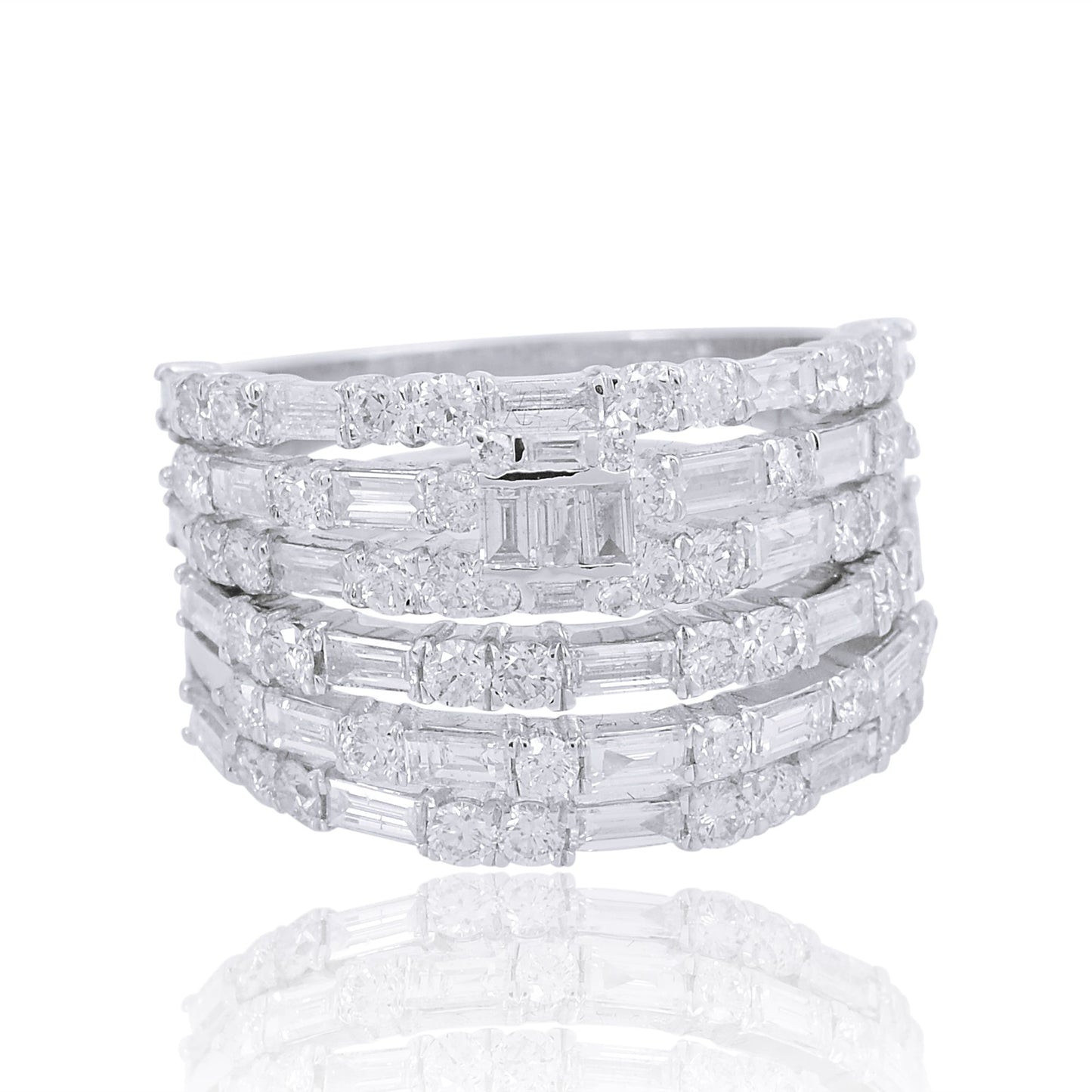 3.35 TCW Solid 18 Kt White Gold SI Clarity HI Color Diamond Multi Band Rings best jewellery in india