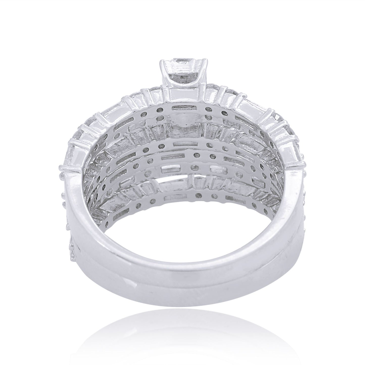 3.35 TCW Solid 18 Kt White Gold SI Clarity HI Color Diamond Multi Band Rings best jewellery in india