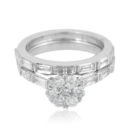 1.65 TCW Solid 18 Kt White Gold SI Clarity HI Color Round & Baguette Diamond Solitaire Rings online shop gold