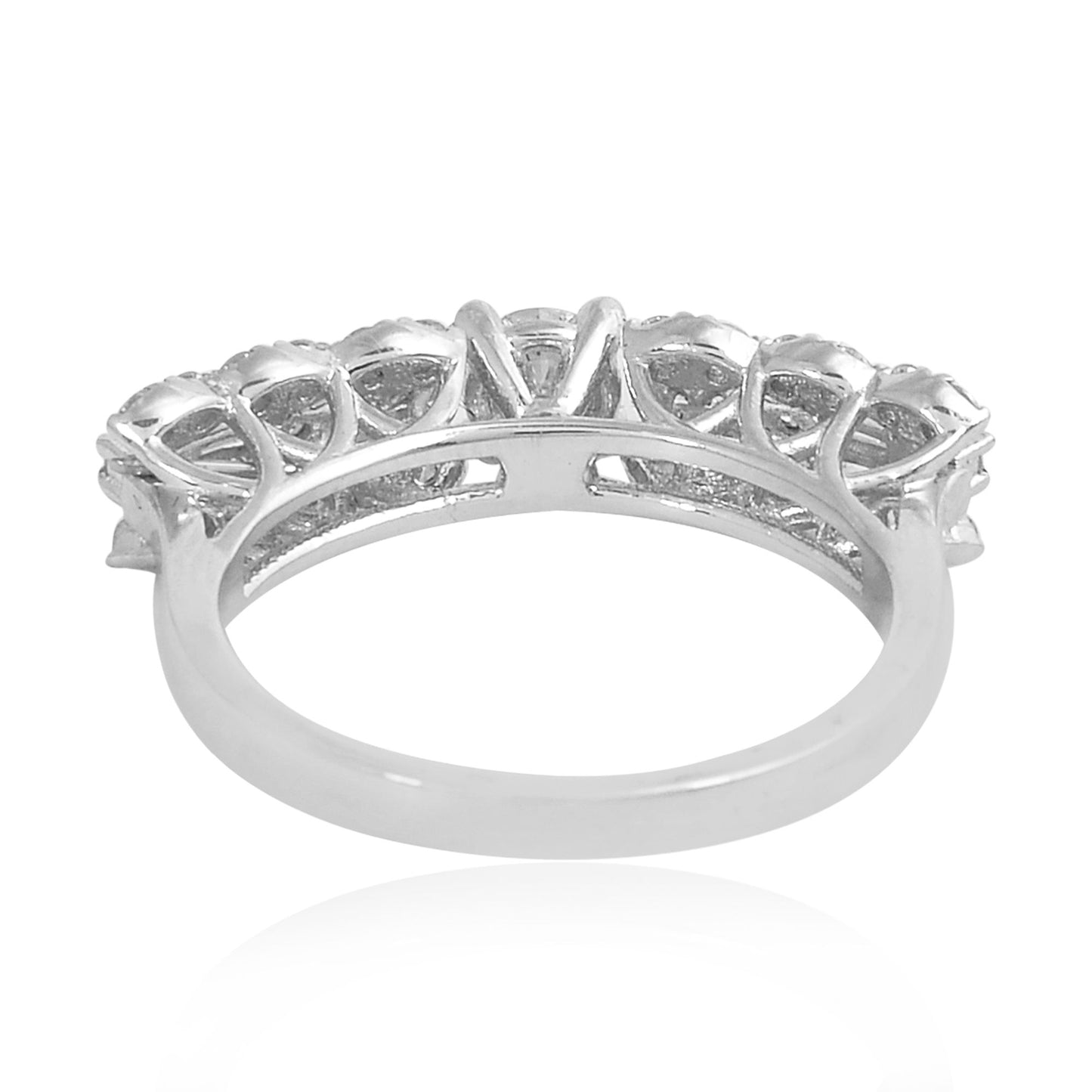 1.9 TCW Solid 18 Kt White Gold SI Clarity HI Color Diamond Half Eternity Double Band Rings best jewellery website