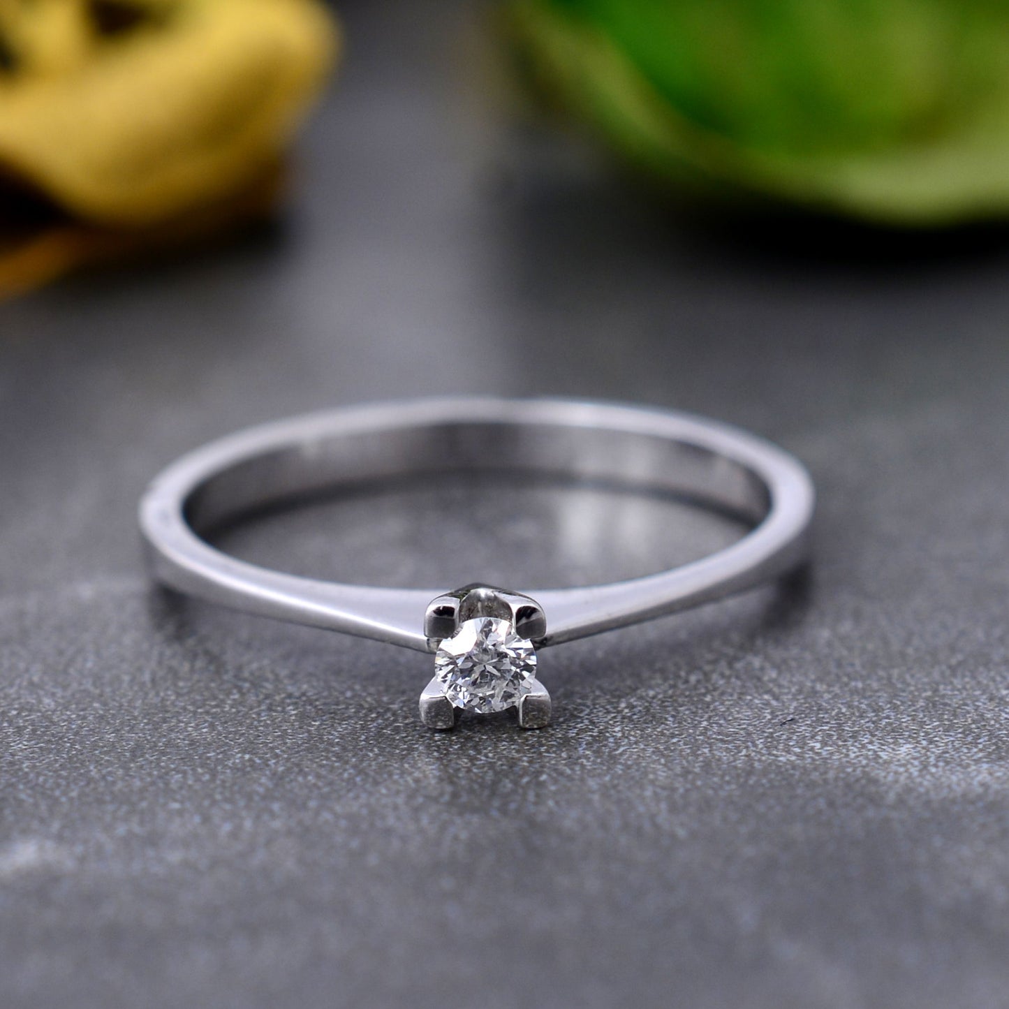 0.1 TCW Solid 18 Kt White Gold SI Clarity HI Color Diamond Solitaire Rings best jewelry shop in india