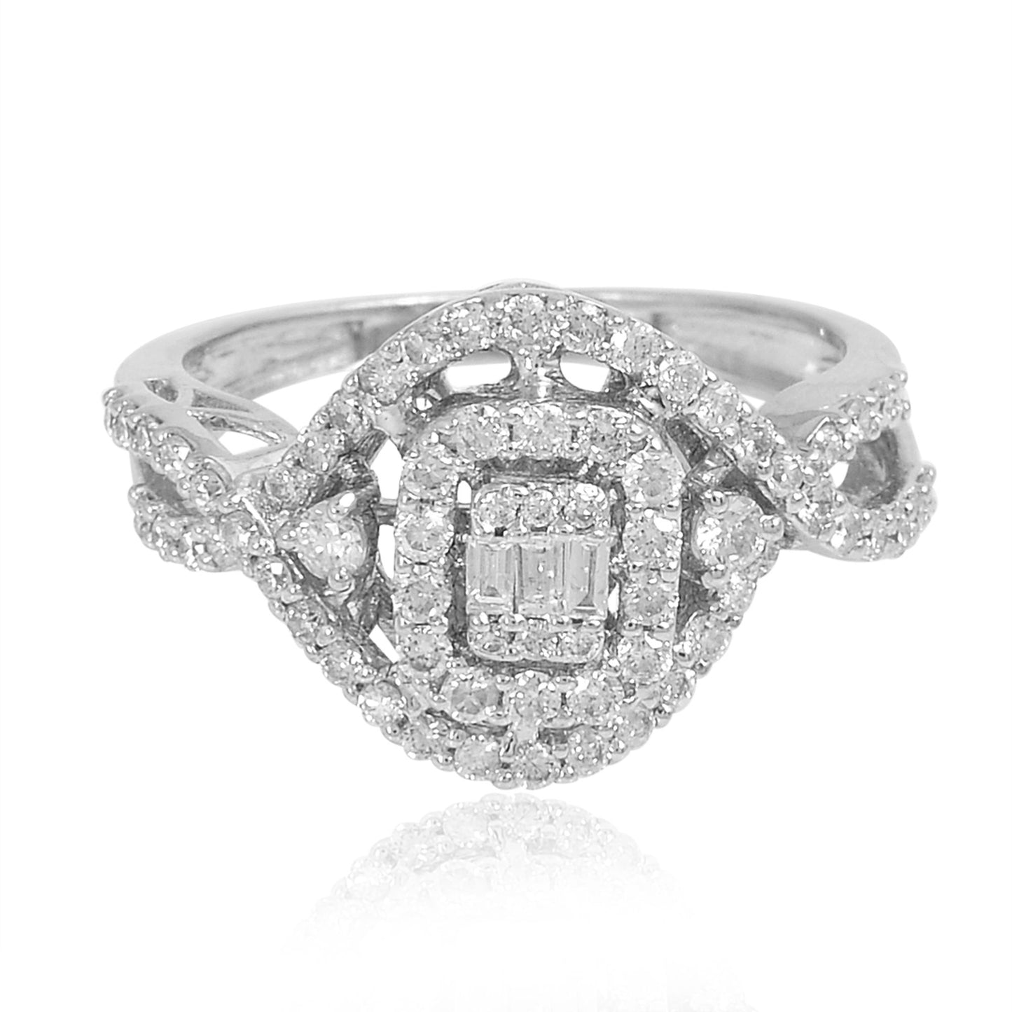 0.80 Ct Baguette Diamond Promise Ring Solid 18k White Gold Fine Jewelry