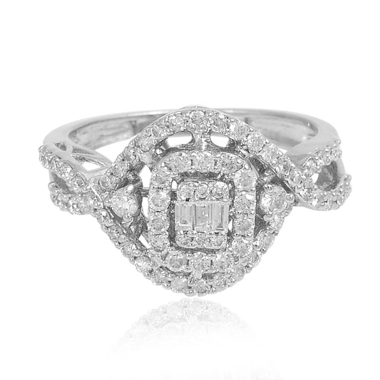 0.80 Ct Baguette Diamond Promise Ring Solid 18k White Gold Fine Jewelry