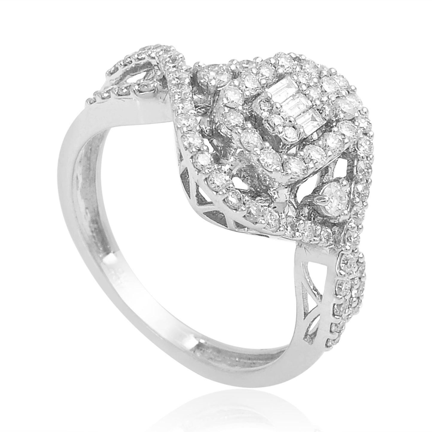 0.80 Ct Baguette Diamond Promise Ring Solid 18k White Gold Fine Jewelry