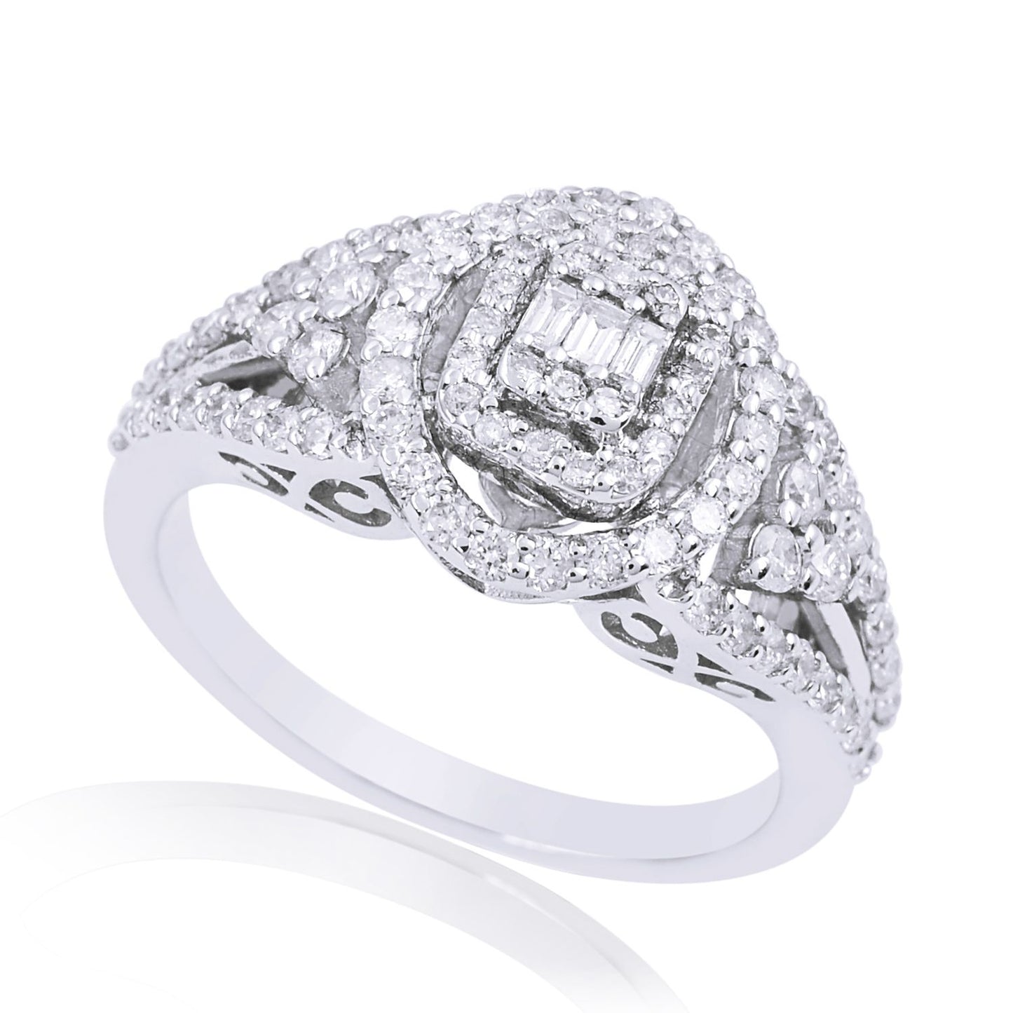 Natural 0.80 Ct Baguette Diamond Promise Ring Solid 18k White Gold Fine Jewelry