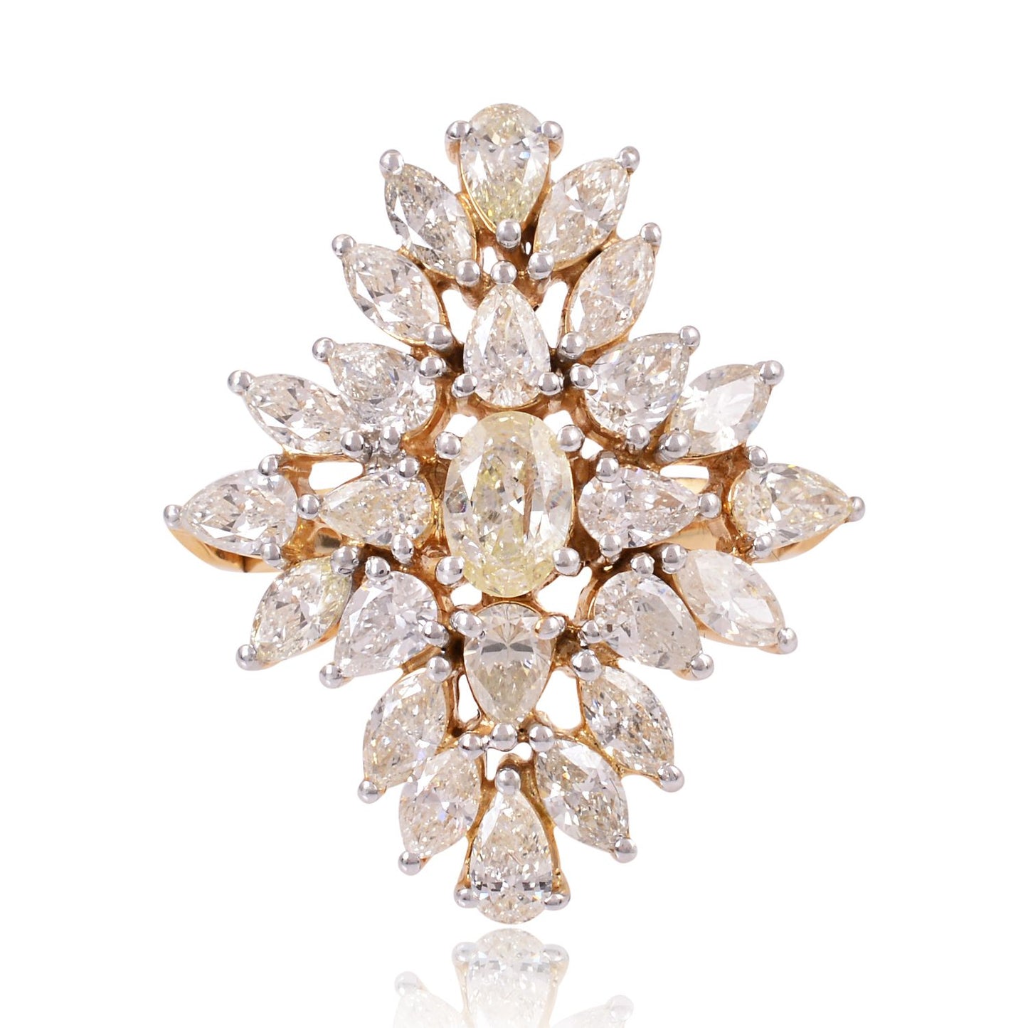 Natural 2.80 Ct SI/Hi Marquise Pear Oval Diamond Cluster Fine Ring 18k Rose Gold Handmade Jewelry