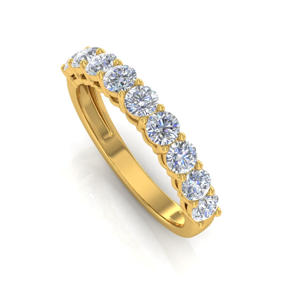 Solid 18 Kt Gold 1.25 Ct HI Color SI Clarity Diamond Band Ring Fine Jewelry