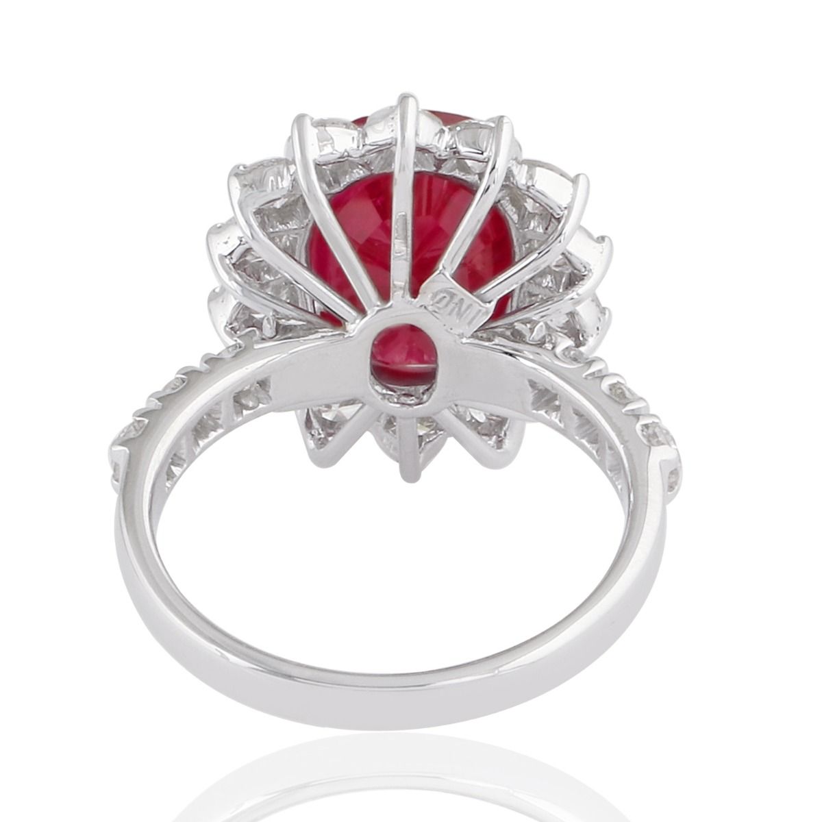 Real Ruby Solid 18Kt White Gold SI Clarity HI Color Pave Diamond Promise Ring