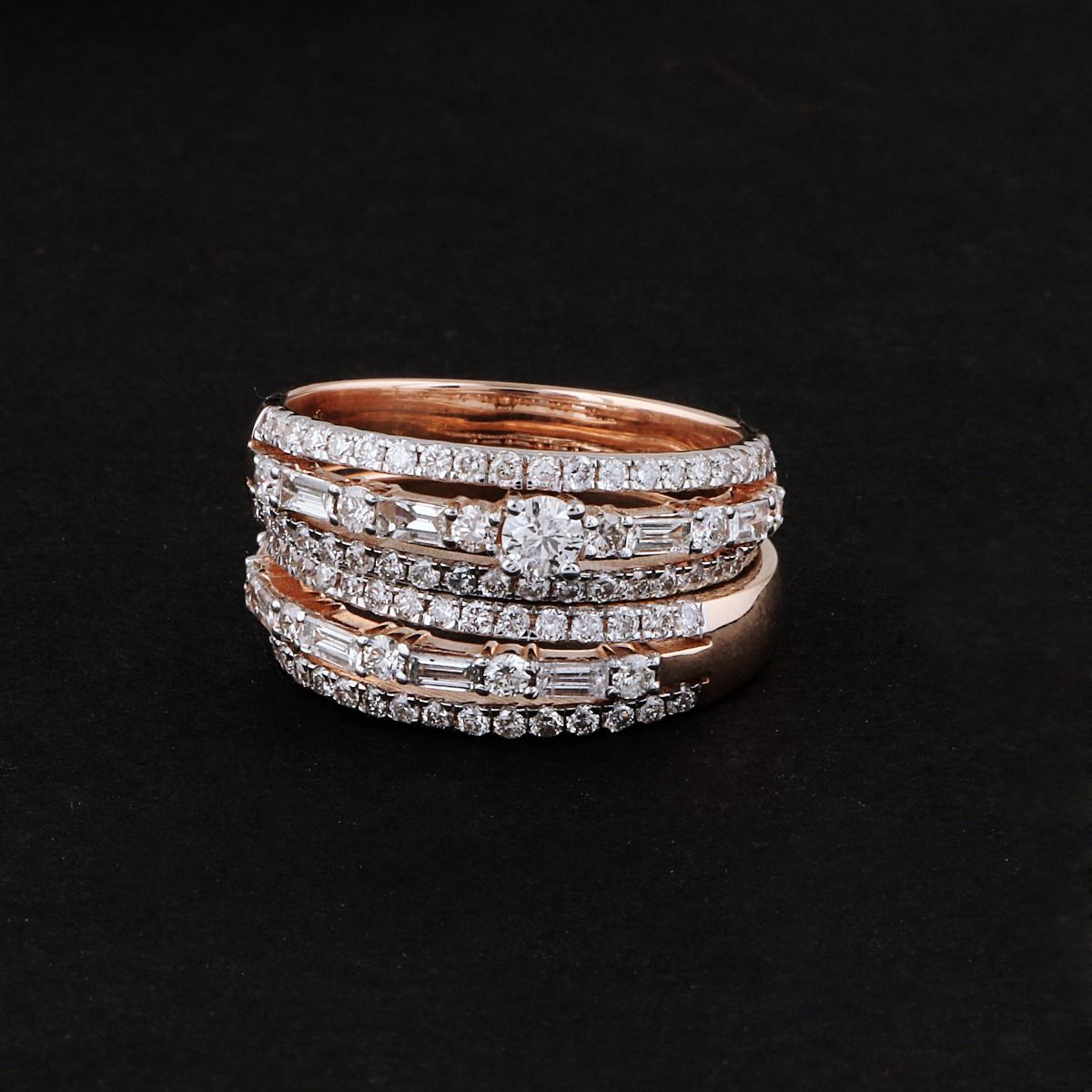 1.8 TCW Solid 18Kt Rose Gold SI Clarity HI Color Diamond Proposal Stackable Ring