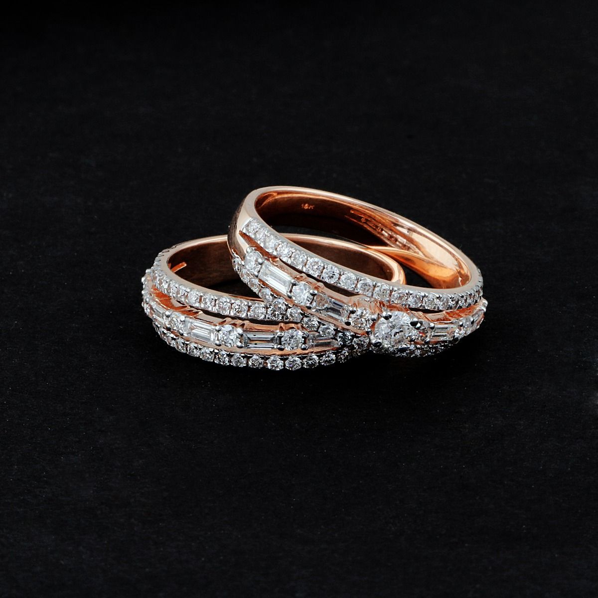 1.8 TCW Solid 18Kt Rose Gold SI Clarity HI Color Diamond Proposal Stackable Ring