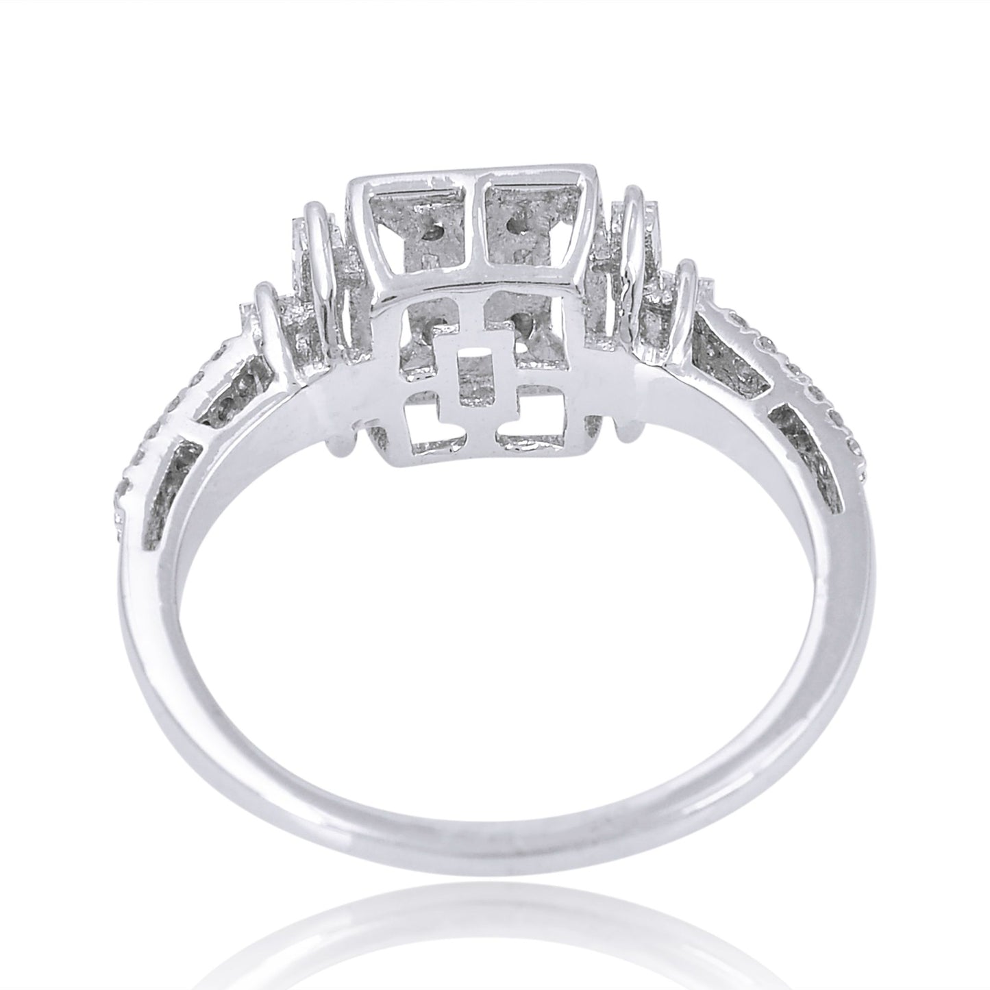 Natural 0.50 Ct Baguette Diamond Bridal Ring Solid 18k White Gold Fine Jewelry