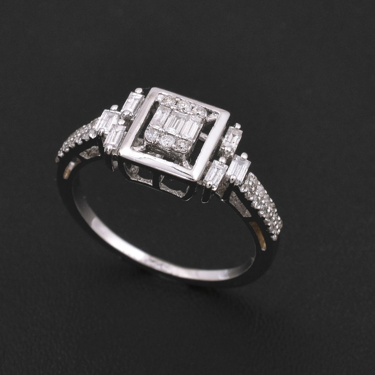 Natural 0.50 Ct Baguette Diamond Bridal Ring Solid 18k White Gold Fine Jewelry