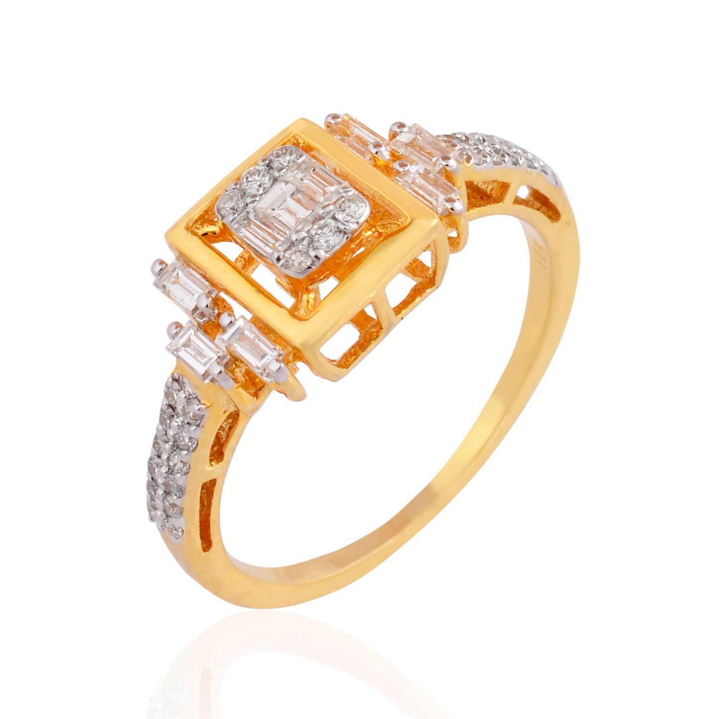 Real 1/2 TCW HI Color SI Clarity Baguette Diamond Ring 18k Yellow Gold Jewelry