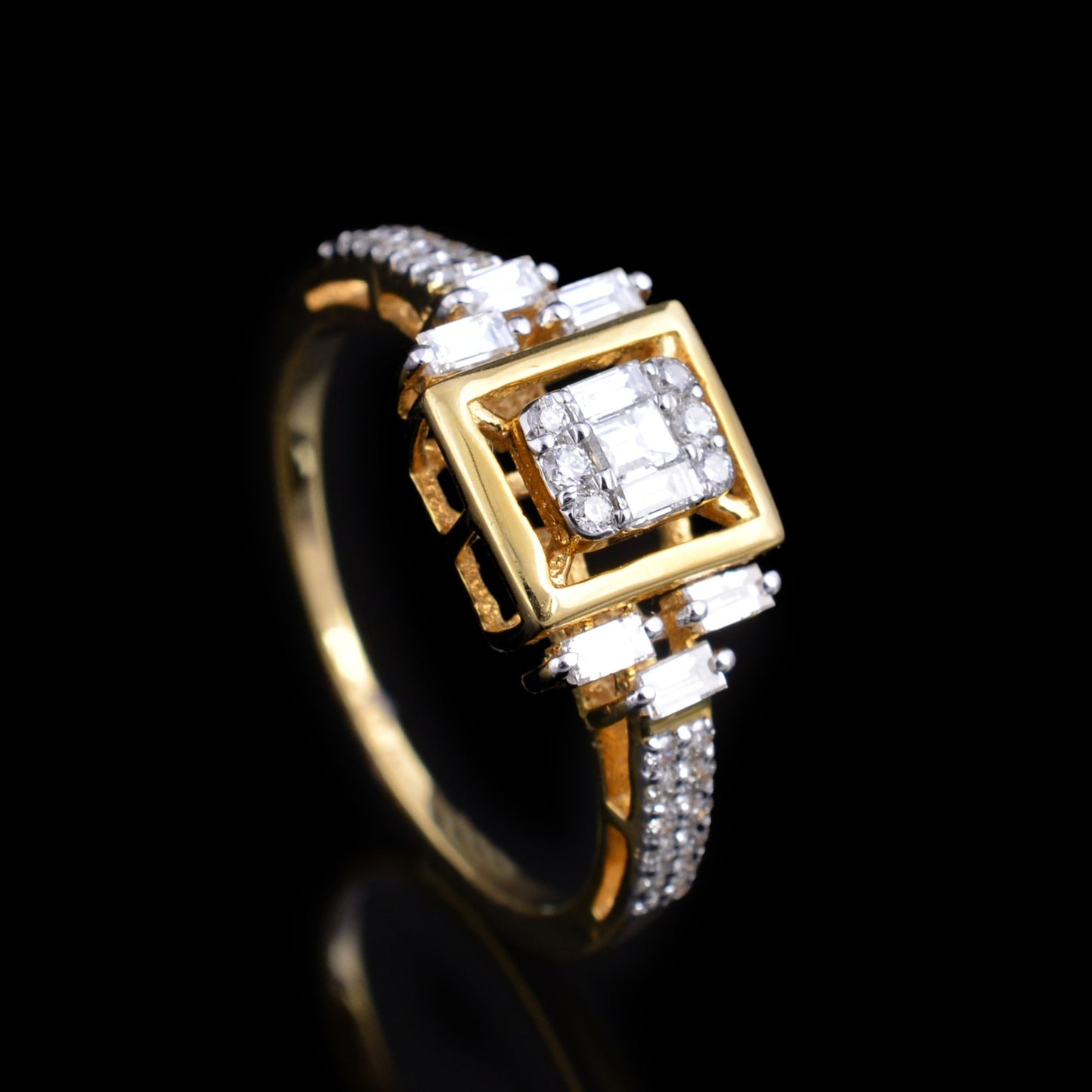 Real 1/2 TCW HI Color SI Clarity Baguette Diamond Ring 18k Yellow Gold Jewelry