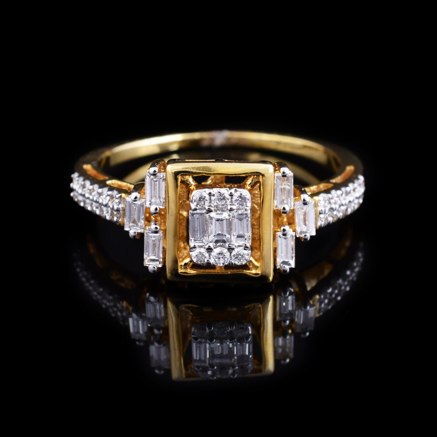 Real 1/2 TCW HI Color SI Clarity Baguette Diamond Ring 18k Yellow Gold Jewelry