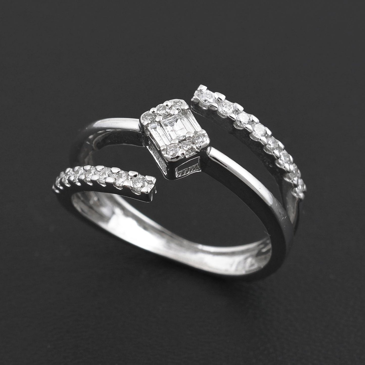 Solid 18k White Gold Natural 0.30 ct. HI/SI Diamond Pave Spiral Ring Jewelry NEW