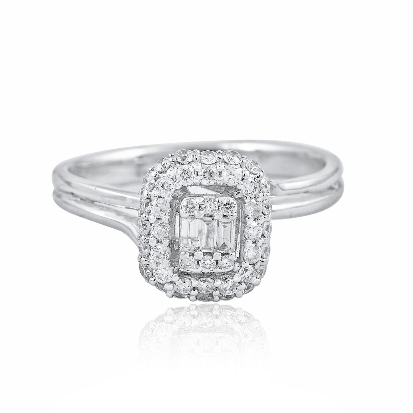 Natural 1/2 Ct Baguette Diamond Promise Ring Solid 18k White Gold Fine Jewelry