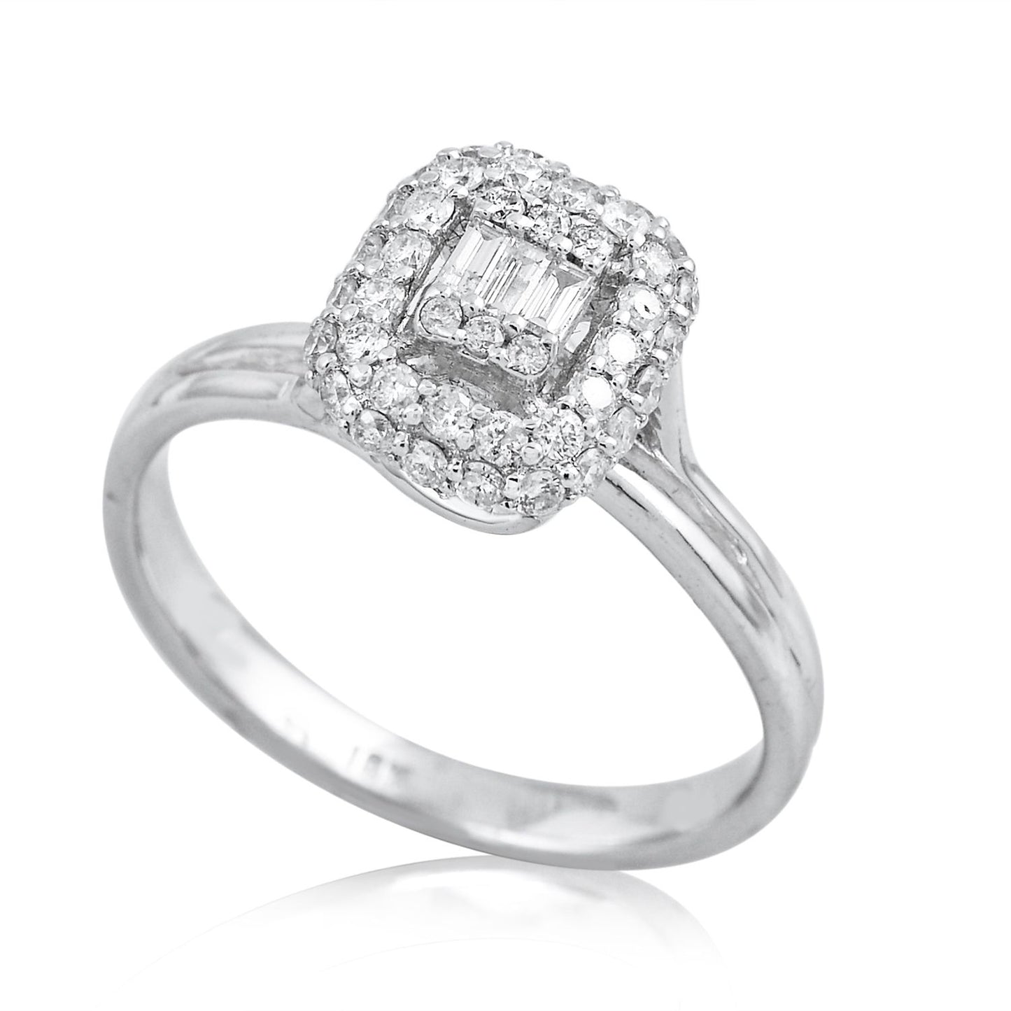 Natural 1/2 Ct Baguette Diamond Promise Ring Solid 18k White Gold Fine Jewelry