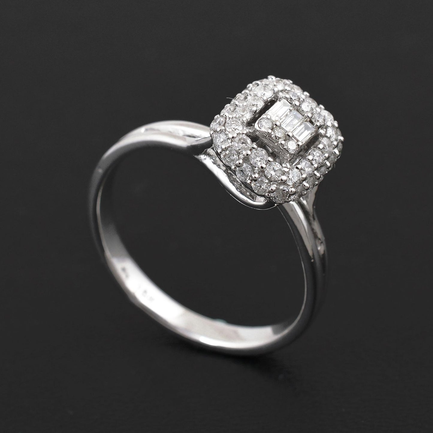 Natural 1/2 Ct Baguette Diamond Promise Ring Solid 18k White Gold Fine Jewelry