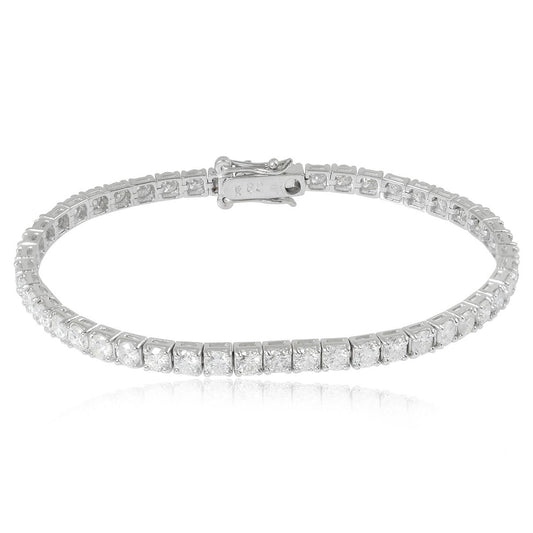 7.95 TCW Solid 18 Kt White Gold SI Clarity HI Color Round Shaped Diamond Dainty Bracelet